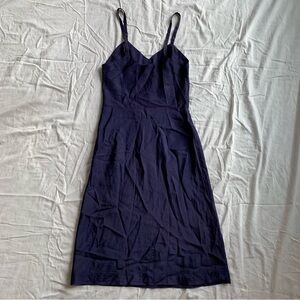 Vintage Vanity Fair Navy Blue Midi Length Lingerie Nightgown Slip Dress Size 34